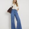 Blue High Waisted Wide Leg Jeans
