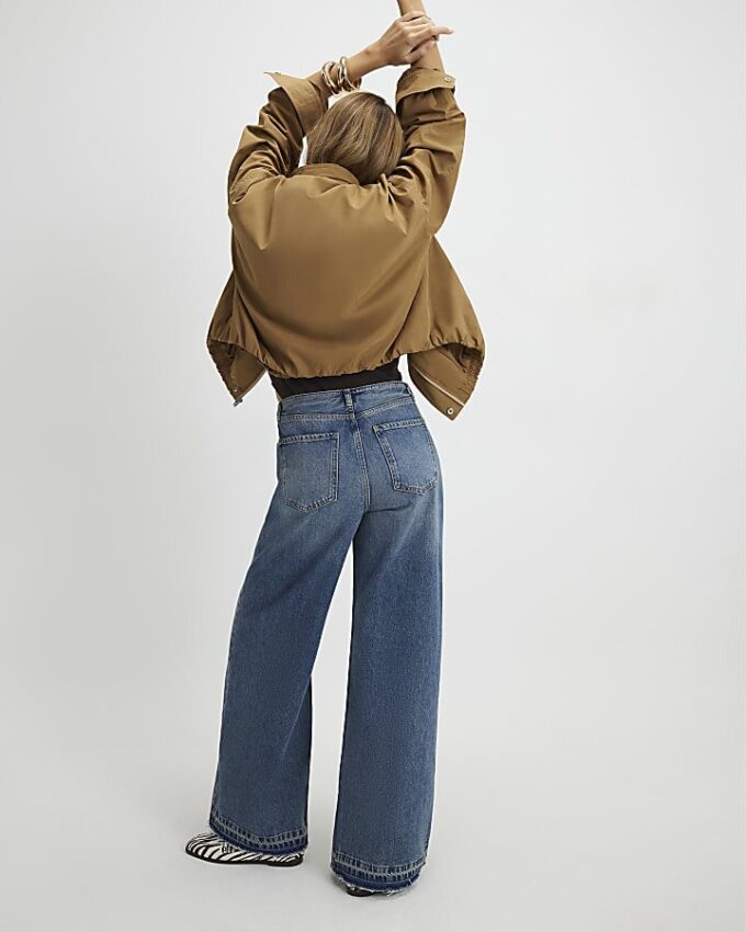 Blue High Waisted Wide Leg Jeans