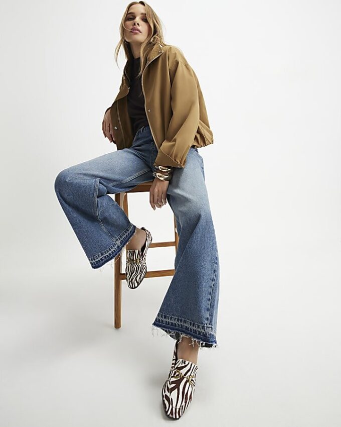 Blue High Waisted Wide Leg Jeans