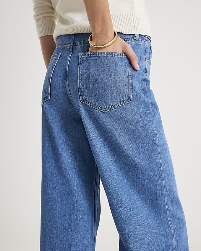 Blue High Waisted Wide Leg Jeans