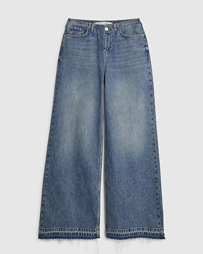 Blue High Waisted Wide Leg Jeans