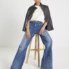 Blue High Waisted Wide Leg Snaffle Jeans