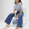 Blue High Waisted Wide Leg Snaffle Jeans