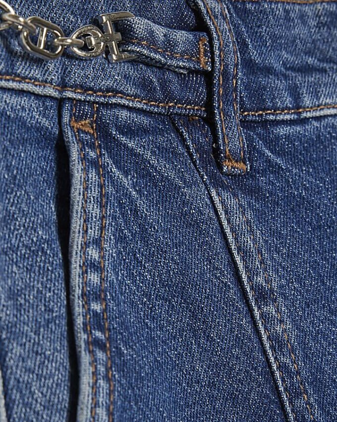 Blue High Waisted Wide Leg Snaffle Jeans