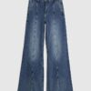 Blue High Waisted Wide Leg Snaffle Jeans
