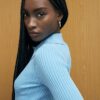 Blue Knitted Long Sleeve Polo Top