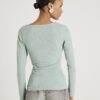 Blue Long Sleeve Twist Front Top