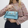 Blue Metal Handle Tote Bag