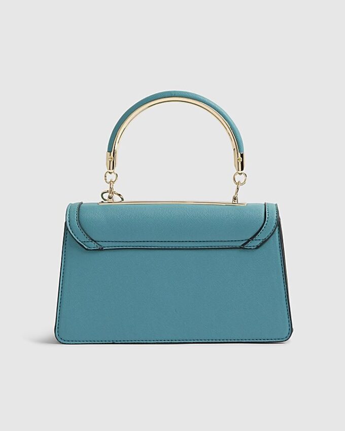 Blue Metal Handle Tote Bag