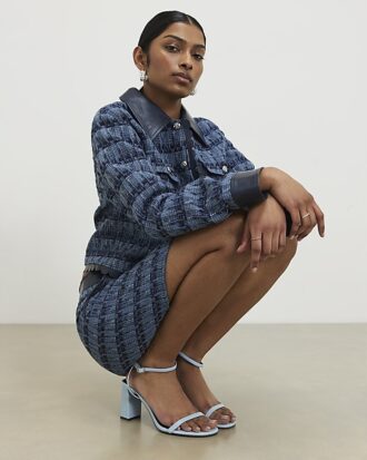 Blue Mid Block Heels