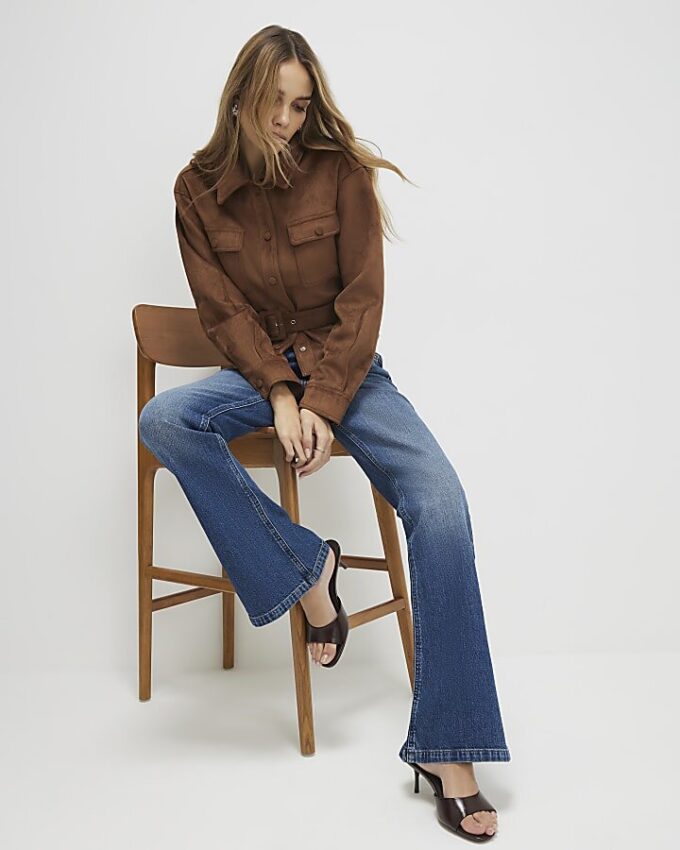 Blue Mid Rise Bootcut Jeans