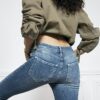 Blue Mid Rise Molly Bum Sculpt Skinny Jeans