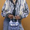 Blue Mini Embroidered Cross Body Tote Bag