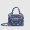 Blue Mini Embroidered Cross Body Tote Bag