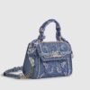 Blue Mini Embroidered Cross Body Tote Bag