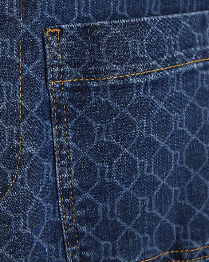 Blue Monogram Relaxed Flare Jeans