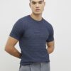 Blue Muscle Fit Textured Knit T-Shirt
