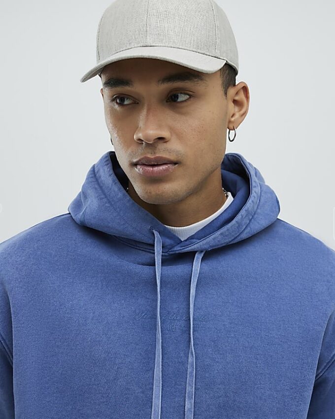 Blue Oversized Fit Japanese Snake Hoodie
