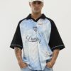 Blue Oversized Fit Mesh Polo Shirt