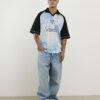 Blue Oversized Fit Mesh Polo Shirt