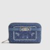 Blue Paisley Print Embroidered Purse