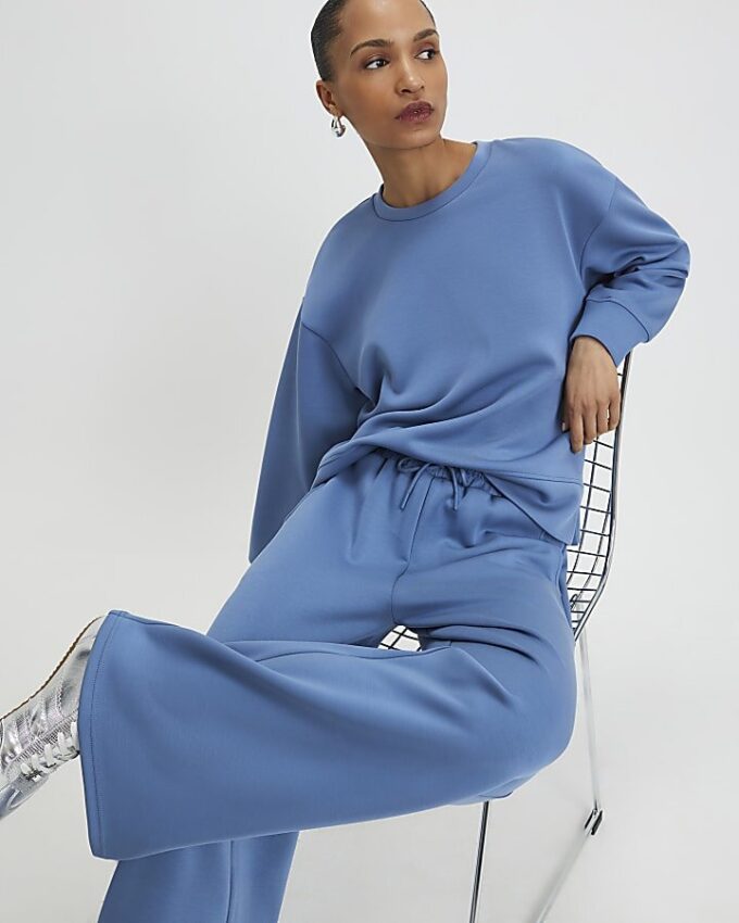 Blue Premium Wide Leg Joggers