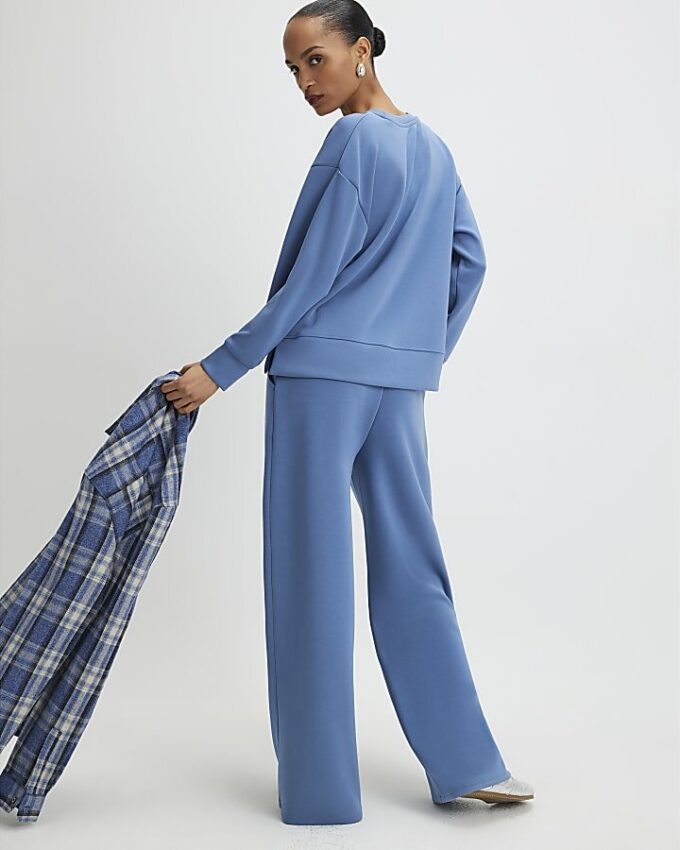 Blue Premium Wide Leg Joggers