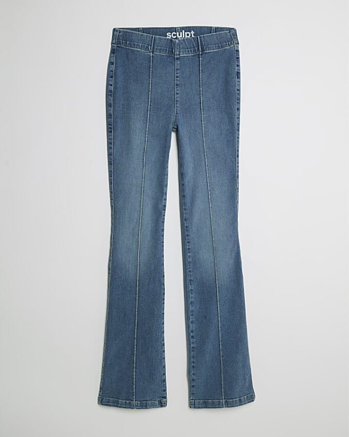 Blue Pull-On Sculpt Flared Jeans