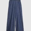 Blue Pull On Wide Leg Jeans