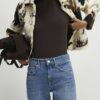 Blue Raw Hem Wide Leg Jeans