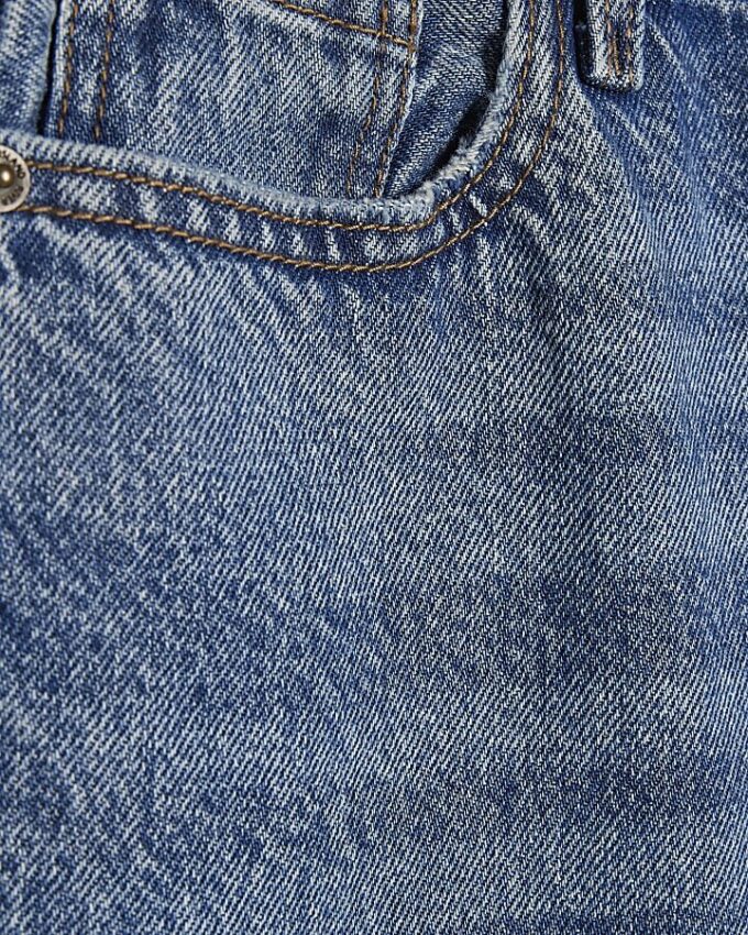 Blue Relaxed Straight Ripped Jeans