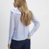 Blue Ruffle Tie Neck Blouse