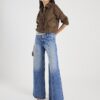 Blue Seamed Wide Leg Jeans