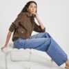 Blue Seamed Wide Leg Jeans