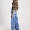 Blue Seamed Wide Leg Jeans