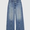 Blue Seamed Wide Leg Jeans