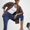 Blue Skinny Fit Capri Jeans