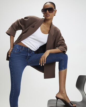 Blue Skinny Fit Capri Jeans