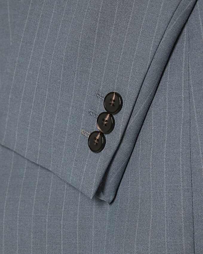 Blue Skinny Fit Pinstripe Suit Jacket