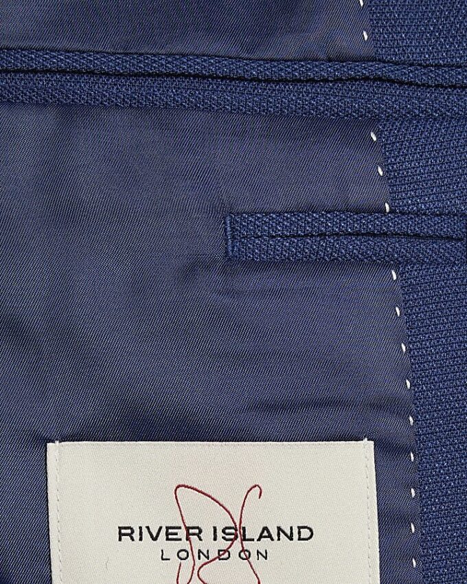Blue Slim Fit Textured Suit Jacket