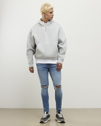 Blue Spray On Rip Jeans