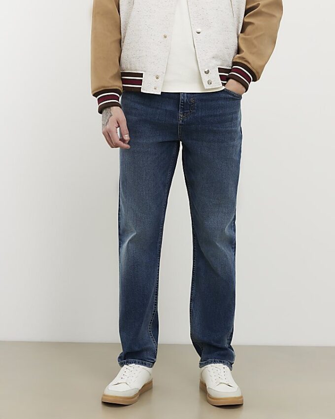 Blue Straight Washed Jeans