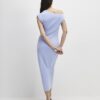 Blue Stretchy Draped Midi Dress