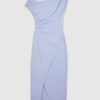 Blue Stretchy Draped Midi Dress