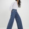 Blue Stripe Wide Leg Jeans