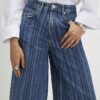 Blue Stripe Wide Leg Jeans