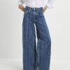 Blue Stripe Wide Leg Jeans