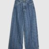 Blue Stripe Wide Leg Jeans