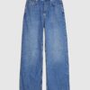 Blue Tailored Wide Leg Jeans