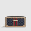 Blue Webbing Front Monogram Print Purse